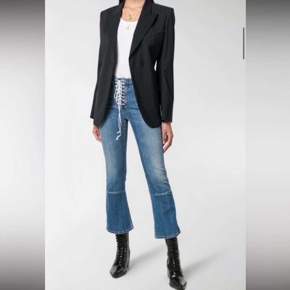 Ben Tavernetti Unravel Project MID RISE LACE-UP CROPPED KICK FLARE JEANS 28/6